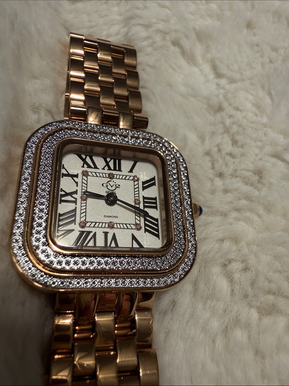 Gold Crystal-Trim Square Dial Women's Bracelet Watch - Picture 11 of 11